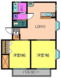 郡山市芳賀のアパートの間取り