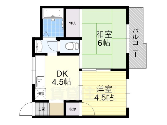 枚方市伊加賀東町のアパートの間取り