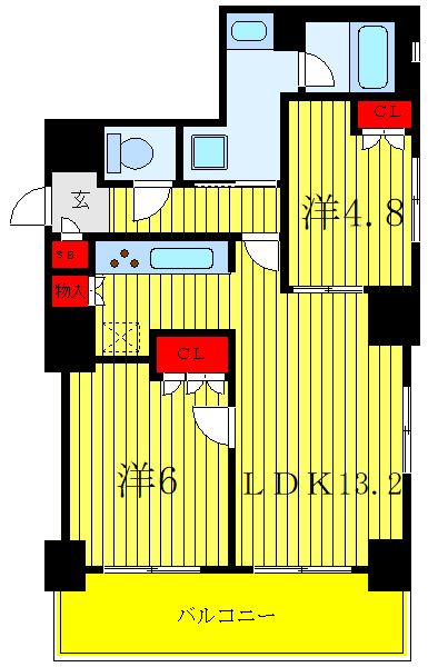 【荒川区南千住のマンションの間取り】