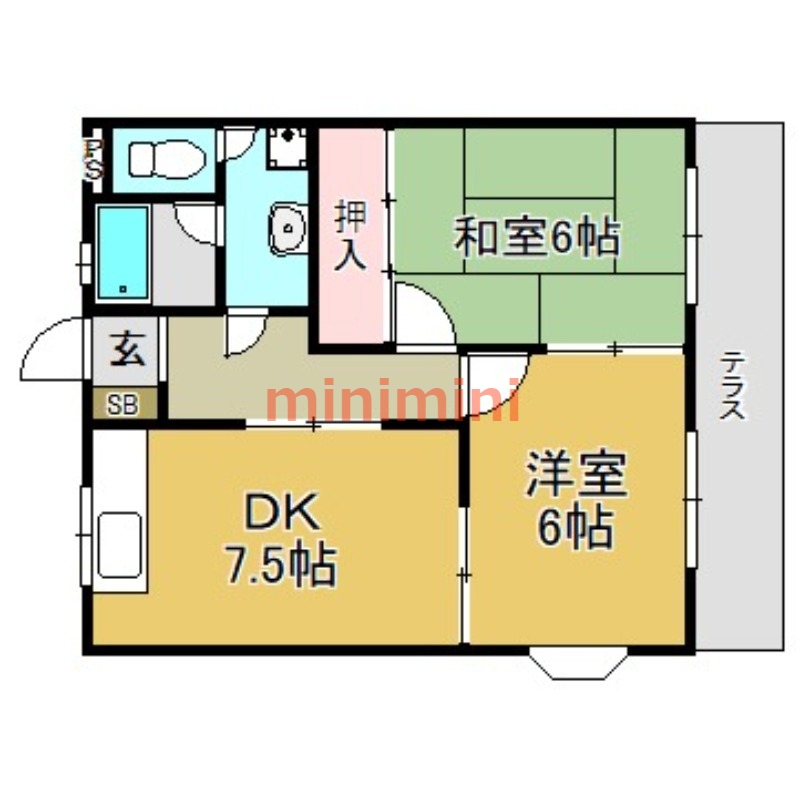 茨木市東中条町のマンションの間取り