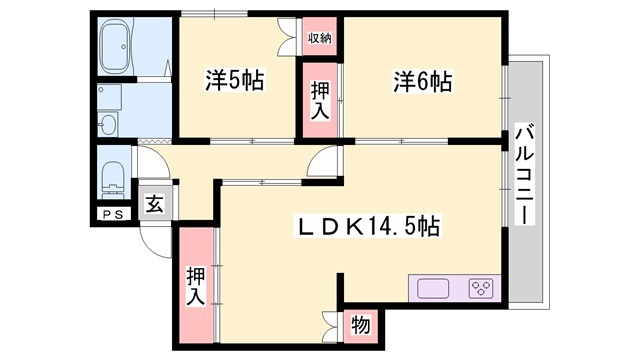 姫路市久保町のマンションの間取り