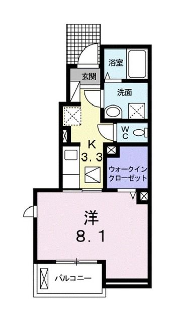 【松山市北斎院町のアパートの間取り】