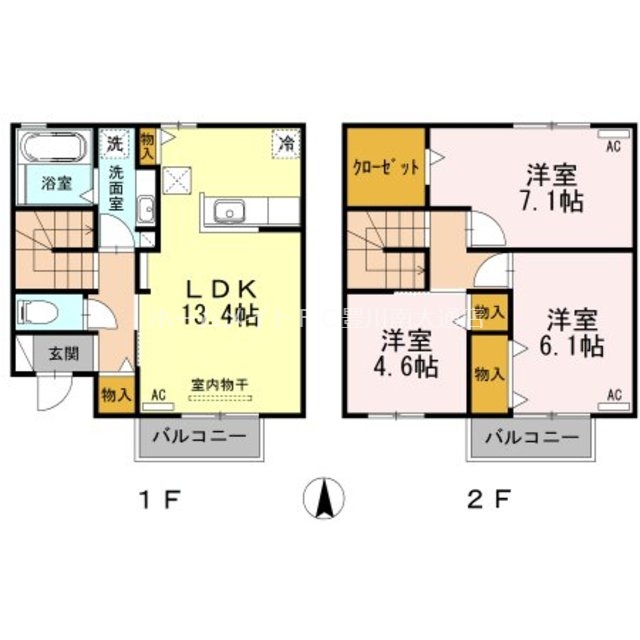 豊橋市南牛川のアパートの間取り