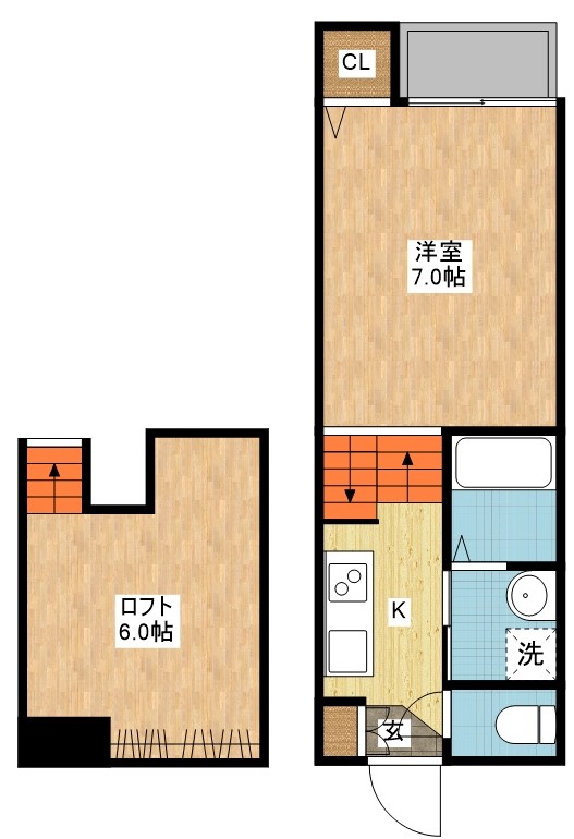 諫早市多良見町化屋のアパートの間取り