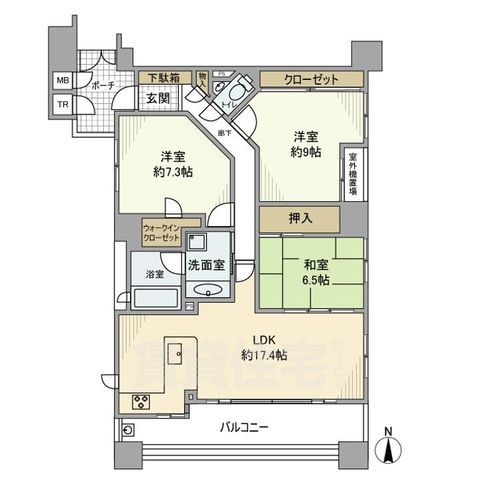 京都市下京区北不動堂町のマンションの間取り