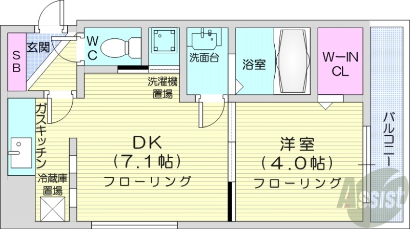 【札幌市中央区南六条西のマンションの間取り】