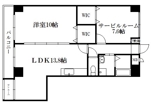 京都市右京区西院乾町のマンションの間取り