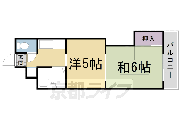 【京都市右京区西京極佃田町のマンションの間取り】