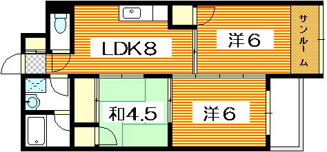 広島市西区井口のマンションの間取り