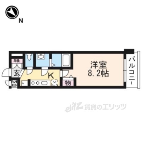 京都市左京区一乗寺東杉ノ宮町のマンションの間取り