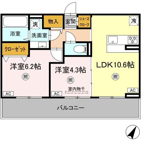 熊本市北区清水新地のアパートの間取り