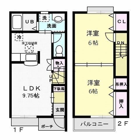 筑西市門井のアパートの間取り