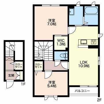 魚津市江口のアパートの間取り