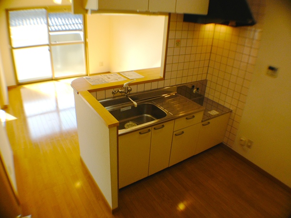 キッチン　カウンタータイプ！ガスコンロは無料で貸し出しOK！