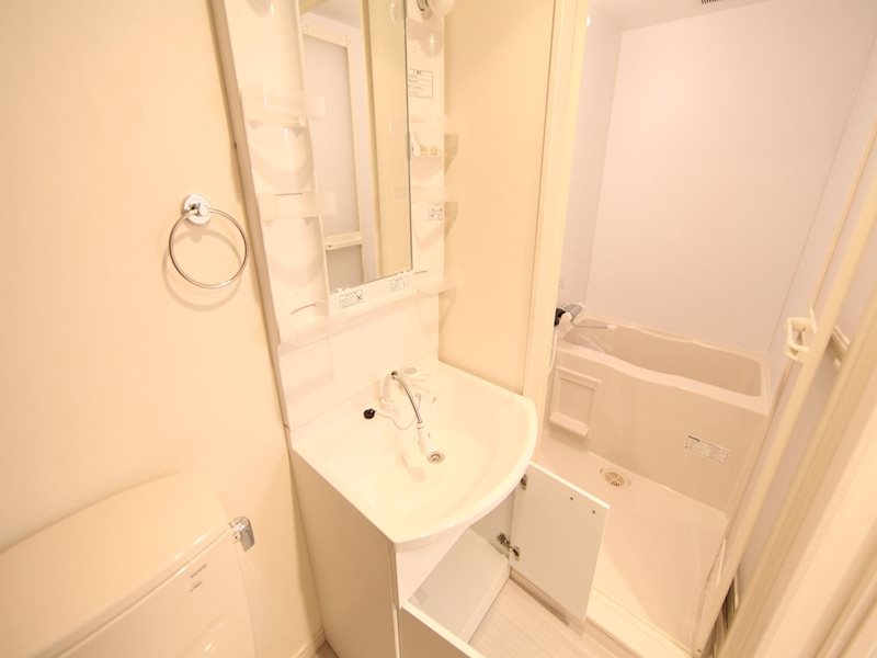 洗面設備　脱衣所　独立洗面台（シャンプードレッサー付）収納スペース有