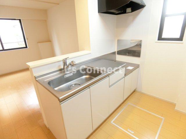 キッチン　２口ガスコンロ設置可能な対面キッチンです。