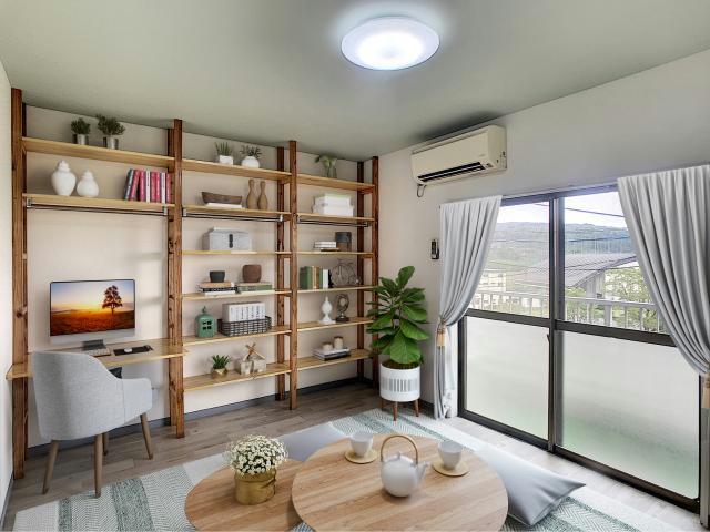 居室・リビング　家具家電はＣＧ加工です。物件に付帯するものではありません