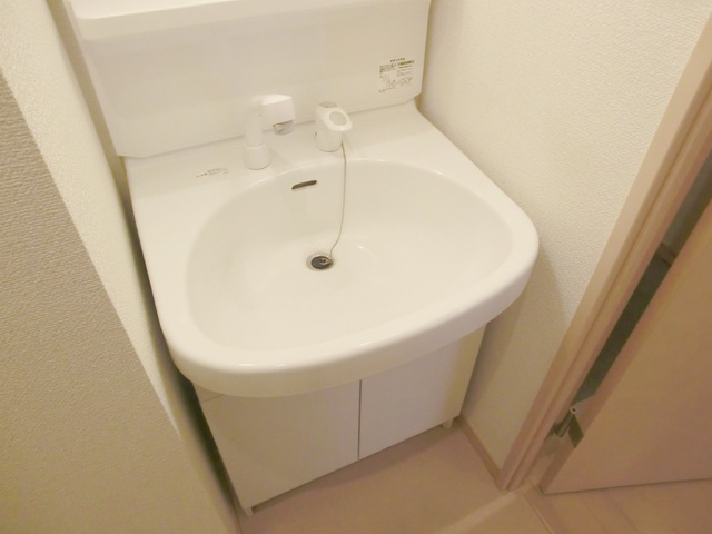 洗面設備　温水シャワー付洗面化粧台。
