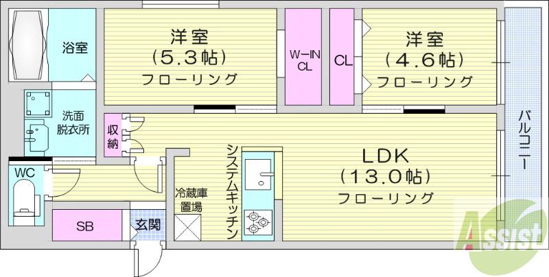 地下鉄東豊線 美園駅 徒歩1分 5階建 新築の間取り写真