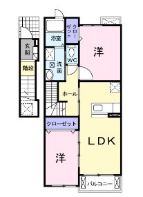 笠岡市笠岡のアパートの間取り