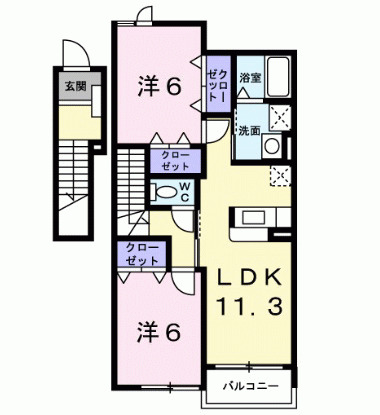 北九州市小倉北区赤坂のアパートの間取り