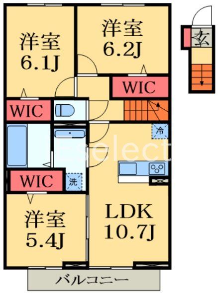 千葉市緑区おゆみ野中央のアパートの間取り