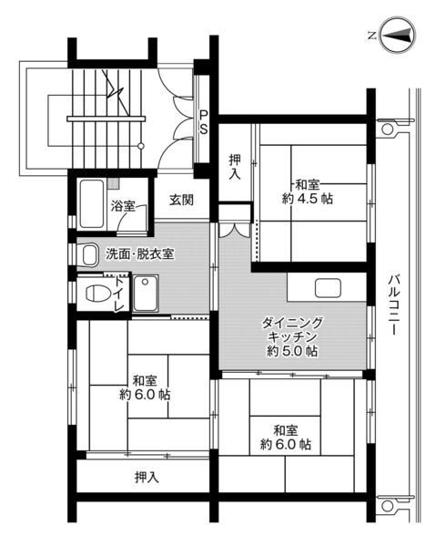 ビレッジハウス中川原2号棟の間取り