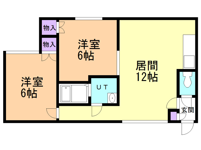 白老郡白老町高砂町のアパートの間取り