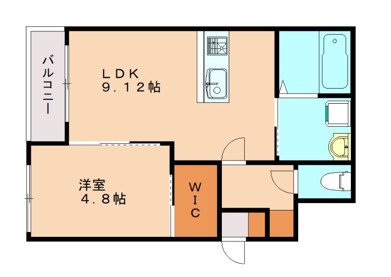 【北九州市戸畑区元宮町のアパートの間取り】