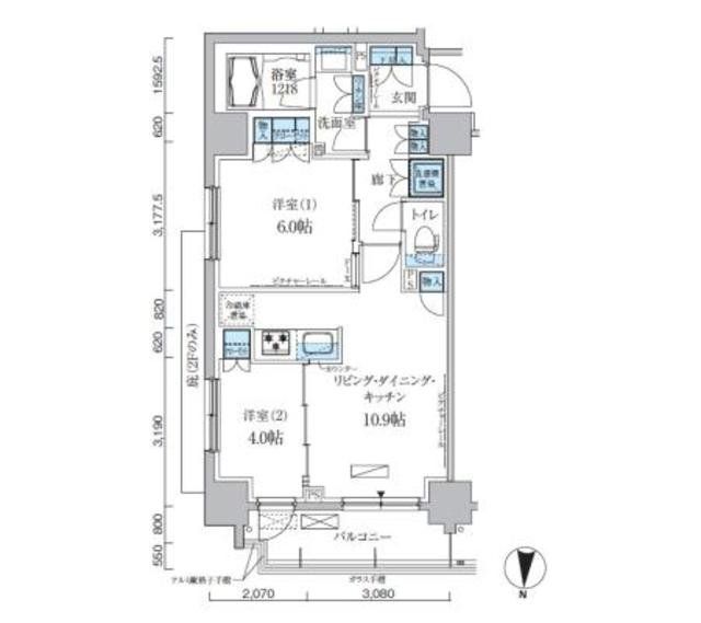 墨田区緑のマンションの間取り