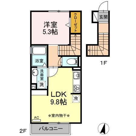 藤枝市南新屋のアパートの間取り