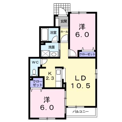 北斗市東浜のアパートの間取り