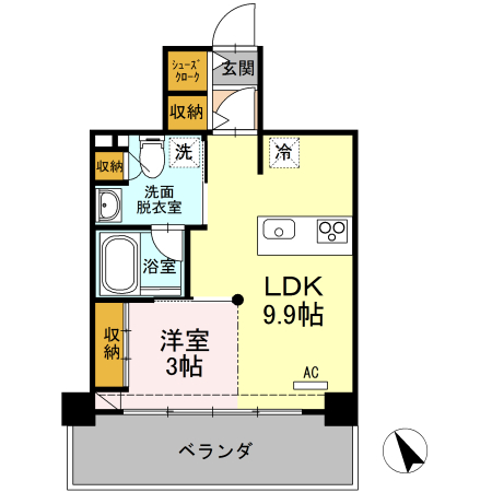 広島市中区白島九軒町のマンションの間取り