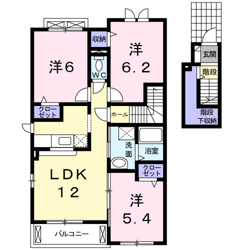 米子市三本松のアパートの間取り