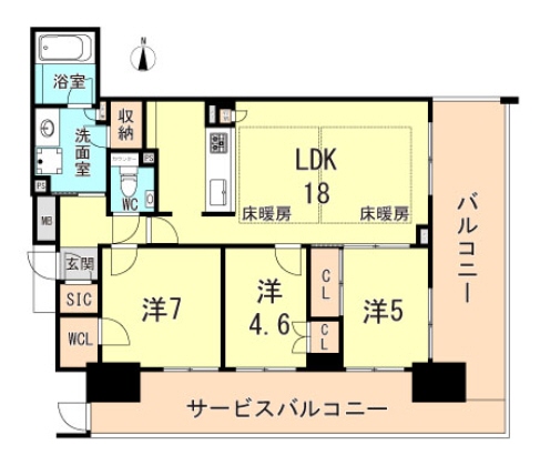 プラウド阪急塚口駅前の間取り