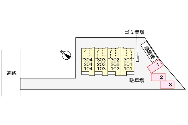 【加古川市平岡町新在家のアパートの駐車場】