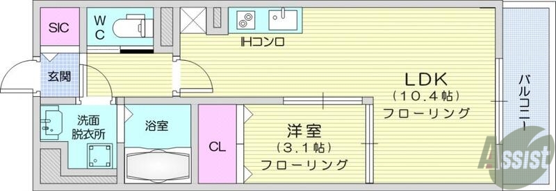 仙台市若林区穀町のマンションの間取り