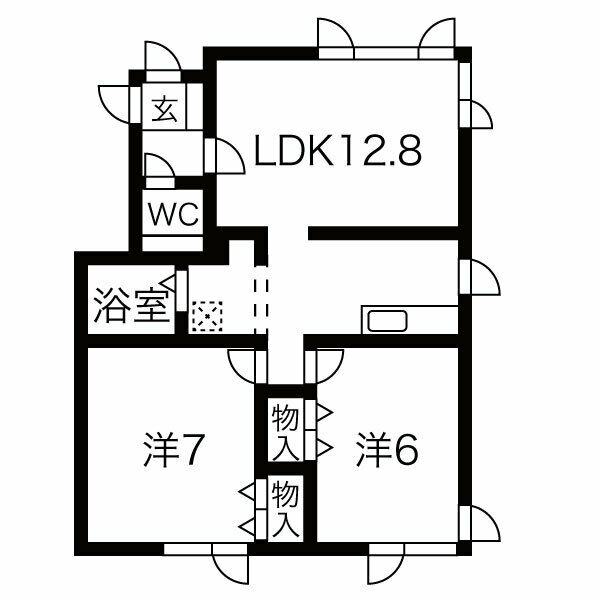 札幌市東区中沼西五条のアパートの間取り