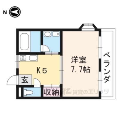 京都市山科区御陵田山町のマンションの間取り