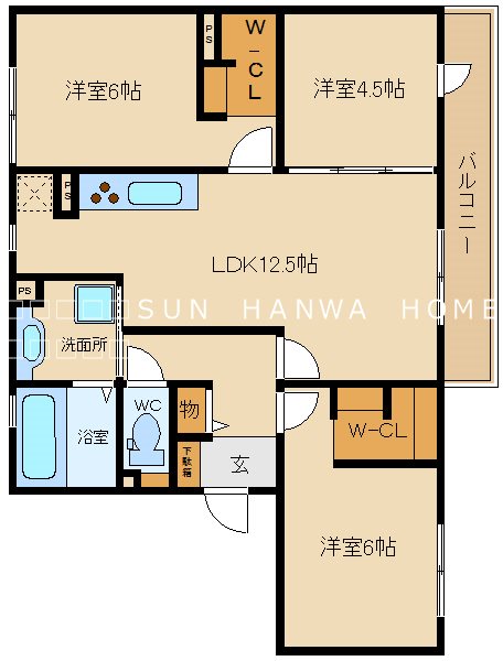 フルリール（高安町南３丁目）の間取り