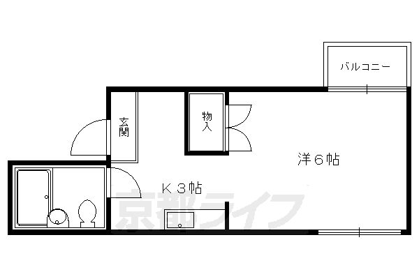 京都市左京区一乗寺東杉ノ宮町のアパートの間取り