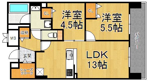 西宮市深津町のマンションの間取り