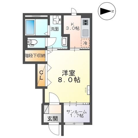 富山市奥井町のアパートの間取り