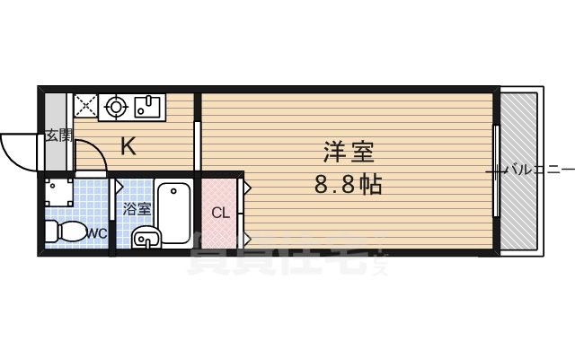 京都市右京区谷口園町のマンションの間取り