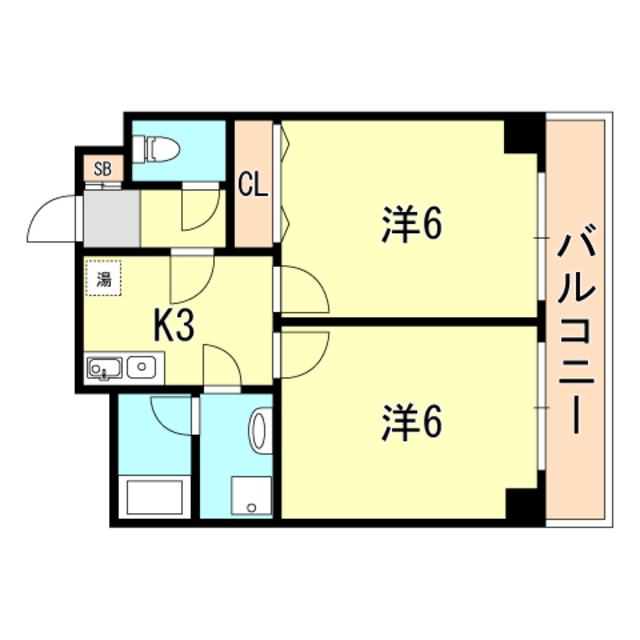 神戸市中央区熊内町のマンションの間取り