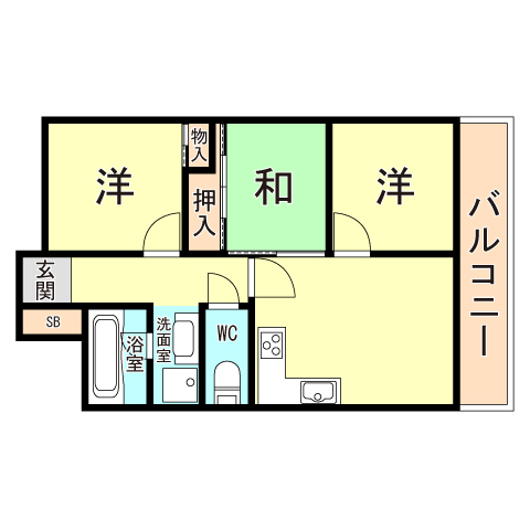 神戸市中央区花隈町のマンションの間取り