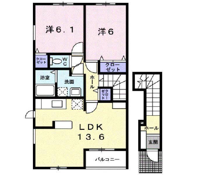 【伊予郡松前町大字北黒田のアパートの間取り】