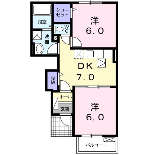 福島市大森のアパートの間取り