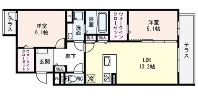 大阪市都島区網島町のマンションの間取り