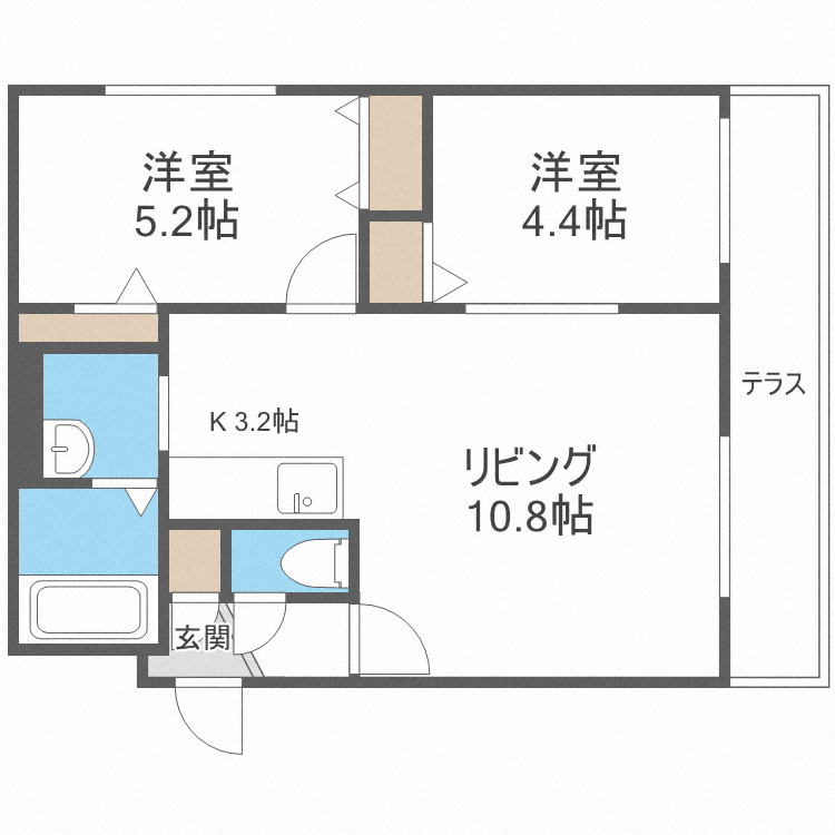 札幌市北区北二十七条西のマンションの間取り